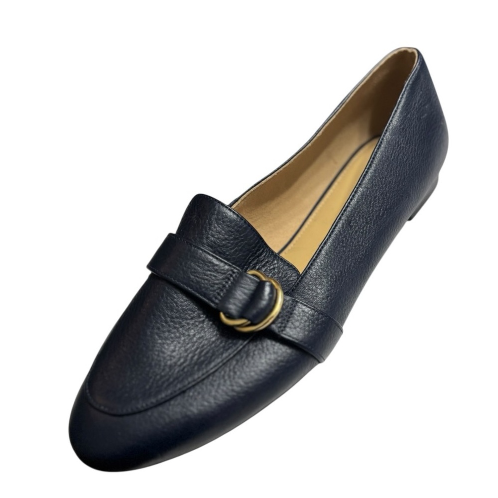 Talbots Ryan Flats Navy Blue Leather D Ring Loafers Women’s Size 9 M